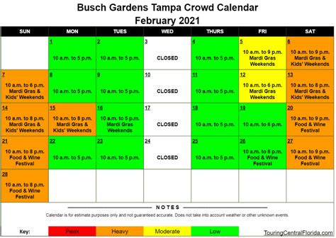 Busch Gardens Tampa Crowd Calendar Feb 2021 003 Touring Central