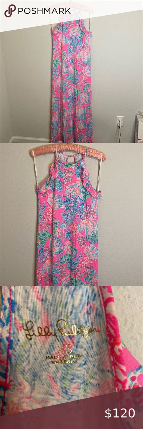 LILLY PULITZER Billie Halter Neck Pima Cotton Maxi Dress Prosecco Pink