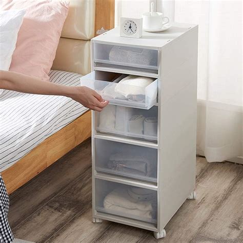 5 Drawers Plastic Storage Drawer Unit On Wheels Trolley With Drawers