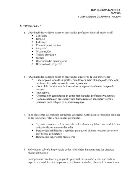 ACT 4 y 5 act 4 y 5 para materia de fundamentos de administración