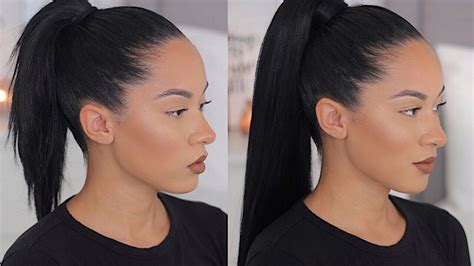 LONG SLEEK PONYTAIL WITH SHORT MEDIUM HAIR YouTube