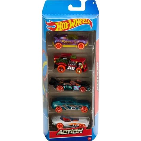 Set De Vehicules Hot Wheels Action Set De Voitures Et Camions Miniatures Mauve Rouge Noire