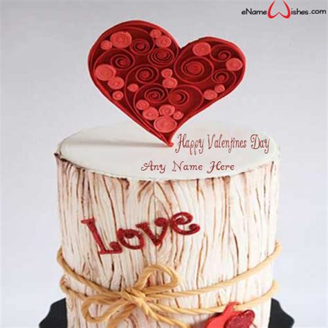 Heart Valentines Day Wish Cake With Name Name Birthday Cakes Write