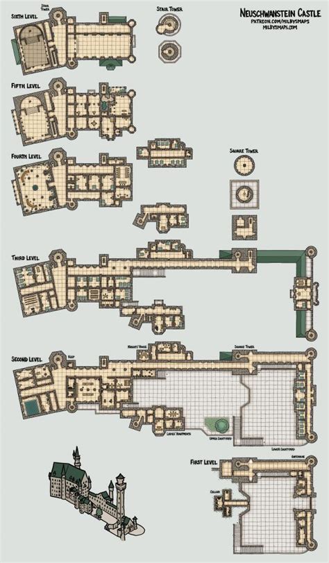 Neuschwanstein Castle | Neuschwanstein castle, Castle floor plan, Building map