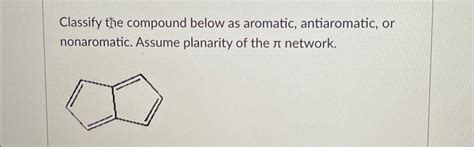 Solved Classify The Compound Below As Aromatic