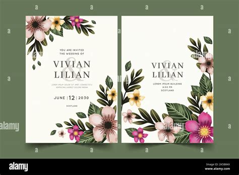 Beautiful Floral Wedding Card Templates Vector Design Illustration