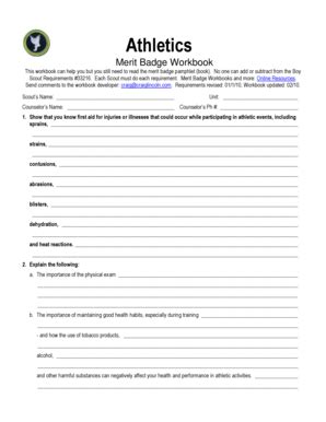 Fillable Online Skcbsa Athletics Merit Badge Workbook Skcbsa Fax