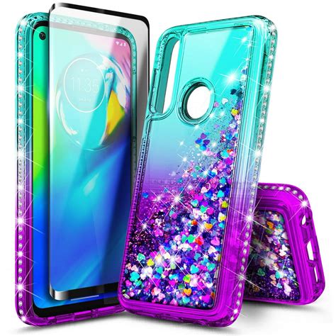 Motorola Moto G Power Case With Tempered Glass Screen Protector Full Coverage Nagebee Glitter