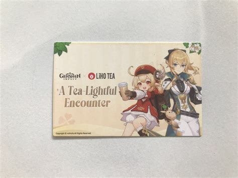 Genshin Impact X LiHo Tea Rewards Card Video Gaming Gaming