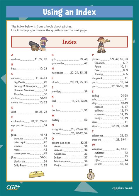 Using An Index Years 5 6 Cgp Plus Worksheets Library