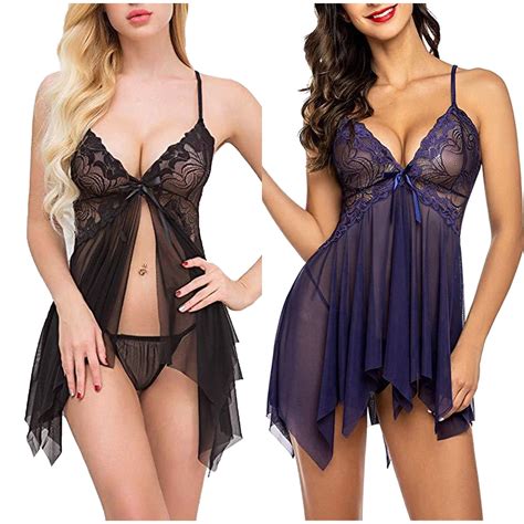 Sodopo Women Lace Lingerie Sexy Naughty Front Closure Babydoll V Neck