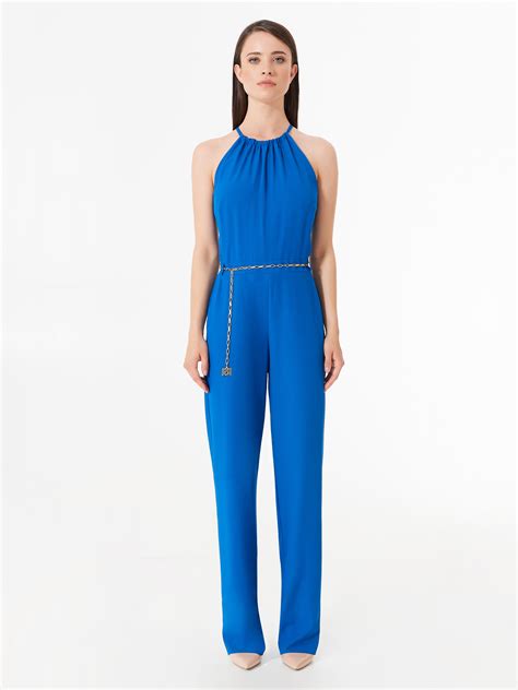 Electric Blue Halter Neck Jumpsuit Blue China Women Rinascimento