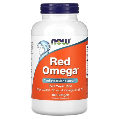 Now Foods Red Omega Red Yeast Rice With Coq10 180 Softgels