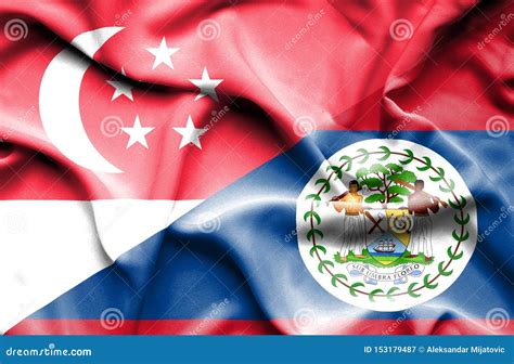 Bandera Que Agita De Belice Y De Singapur Stock de ilustración