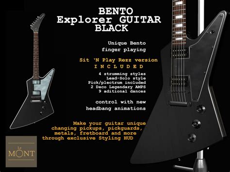 Second Life Marketplace Bento Guitar Black Explorer