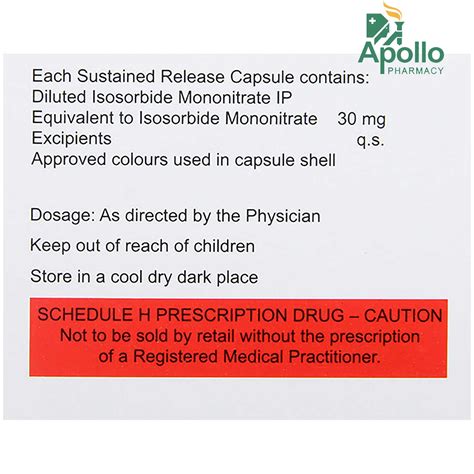 MONO ISORDIL SR 30MG TABLET Price Uses Side Effects Composition