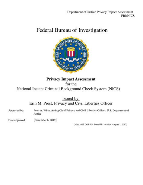 Pia National Instant Criminal Background Check System Nics — Fbi