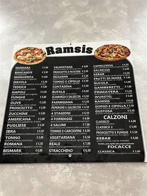 Speisekarte Von Ramsis Pizza Kebab Turin