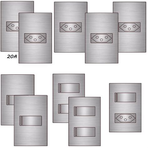 Kit C Tomadas E Interruptor Inox Tipo A O Escovado Setga R