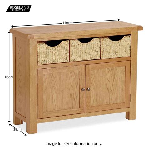 Zelah Oak Sideboard with Storage Baskets, Solid Wood | Waxed Rustic ...