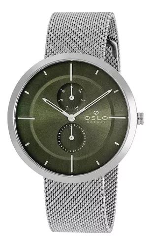 Reloj Pulsera Oslo Ombssmvx E Sx Para Hombre Fondo Verde Con