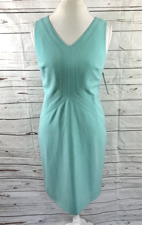 Tahari Arthur S Levine Womens Sheath Dress Aqua Green Sleeveless Size