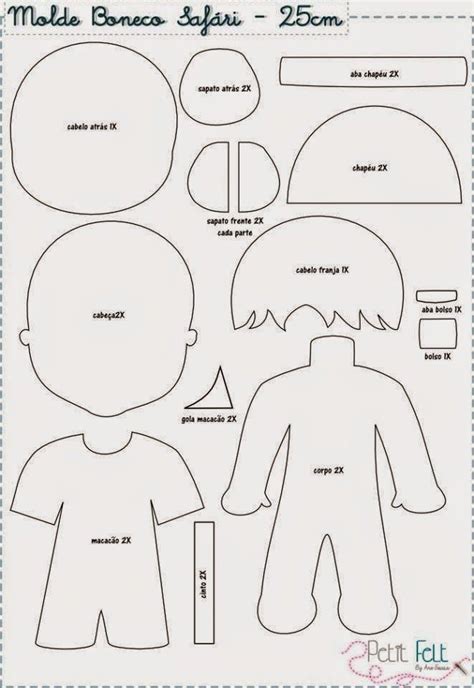 14 Moldes De Bonecos Meninos Feltro Feltro E Moldes Para Artesanato