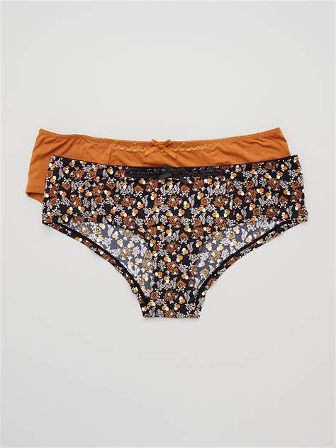 Lot De Shorties Envie De Lingerie Ocre Noir Kiabi