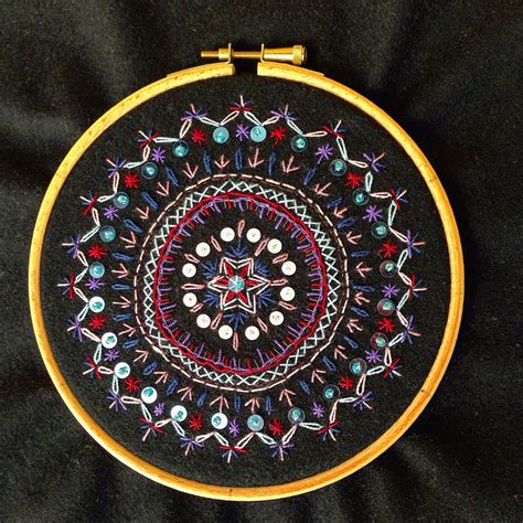 Embroidered Mandala On Wool By Mirjam Gielen Embroidered Mandala