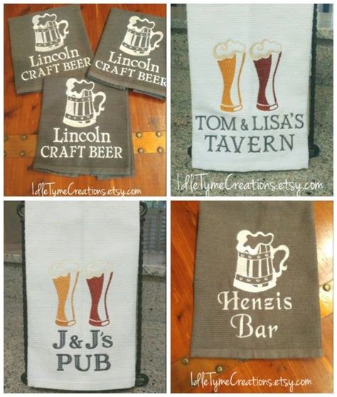 Personalized Bar Towel Embroidered Towel Beer Mug Bar Mop Custom Bar