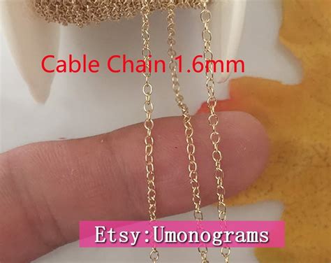 K Yellow Gold Filled Curb Chain Footage Mm Width Unfinished Etsy