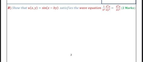 Solved 1 Du B Show That U X Y Sin X By Satisfies The Chegg