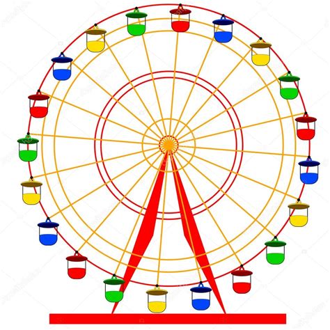 Silueta atraktsion rueda ferris colorido Ilustración del vector 2022