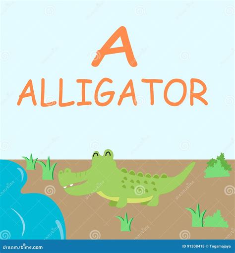 Alligator Alphabet Fun Cartoon Vector Illustration Cartoondealer