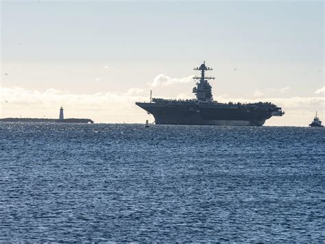 USS Gerald R. Ford (CVN 78) arrives in Halifax Harbour for its first ...