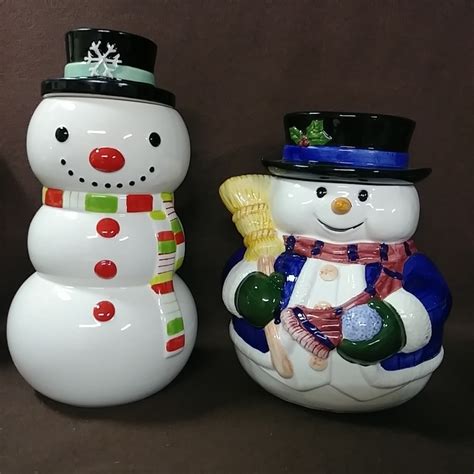 Vintage Ceramic Snowman Cookie Jar 2 To Choose From Hobby Etsy