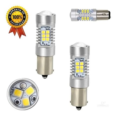 Lampada Led Bay15d 2 Polos Trava Reta 05 Leds 3w 12v Vermelha Luz Freio