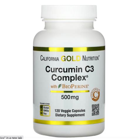 California Gold Nutrition 薑黃素 Curcumin C3 500mg+ 黑胡椒 Bioperine 120膠囊(素 ...