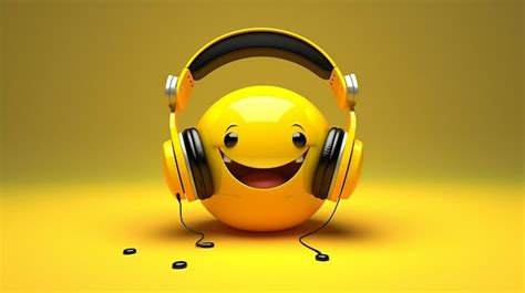 O Emoji Smiley Listen Music Apresenta Um Rosto Amarelo Olhos Usando