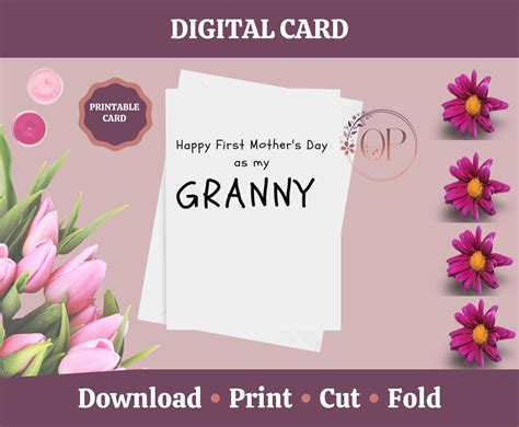 Printable Granny Mothers Day Card Happy Mothers Day Card Granny Card From Grandson