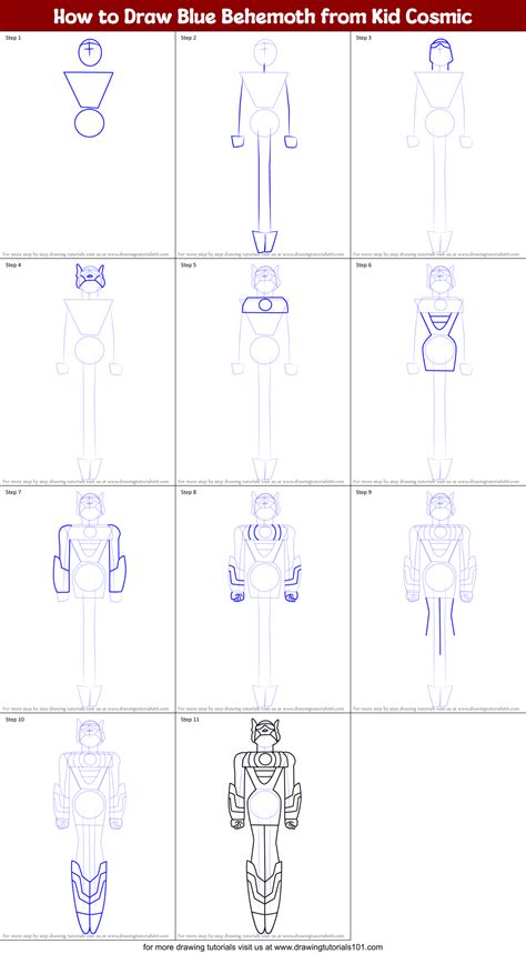 How To Draw Blue Behemoth From Kid Cosmic Kid Cosmic Step By Step