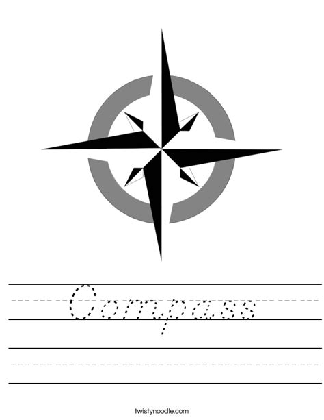 Compass Worksheet - D'Nealian - Twisty Noodle