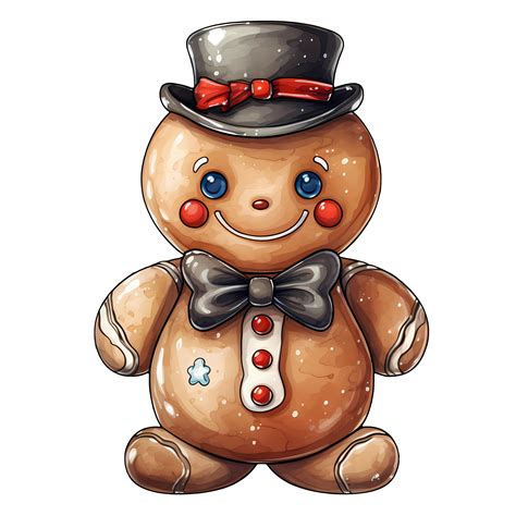 Watercolor Christmas Gingerbread Man Clipart Illustration AI Generative