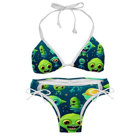 Alien Swim Wear Detachable Sponge Adjustable Strap Bikini Set Two Pack