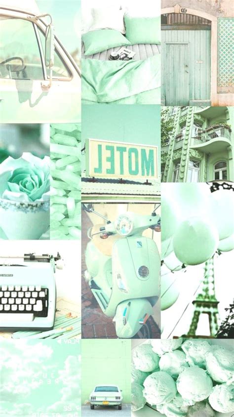 Background Collage Aesthetic Music Color Mint Green Paris Light