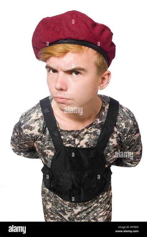 Funny soldier isolated on white Stock Photo - Alamy
