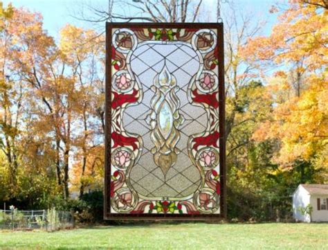 W X H Handcrafted Jeweled Stained Glass Window Panel Ebay