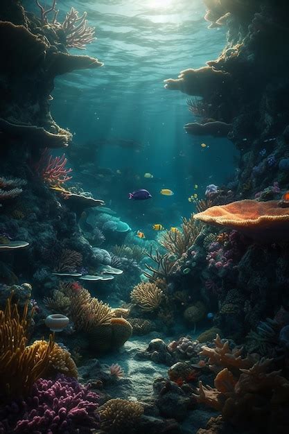 Premium Photo Underwater Scene With A Coral Reef And Fish