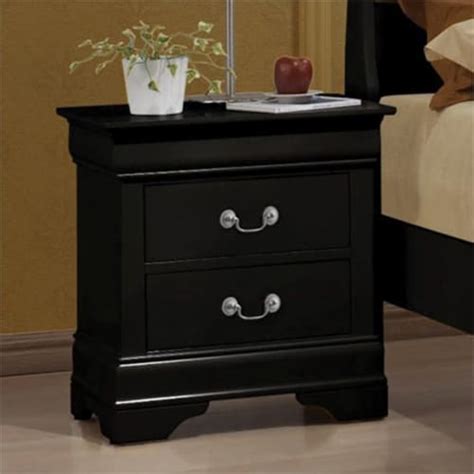 Bowery Hill 2 Drawer Traditional Wood Nightstand In Black Silver 1