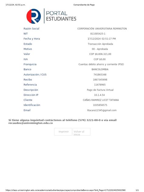 Comprobante De Pago 1 Pdf